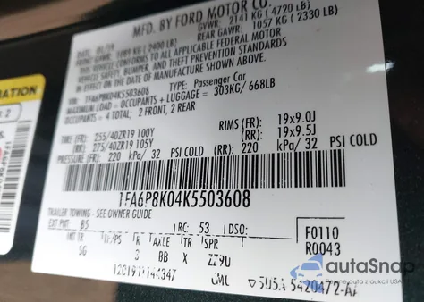 2019 Ford Mustang Bullitt z USA, uszkodzony, nr VIN 1FA6P8K04K5503608